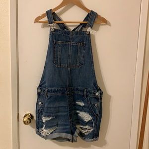 NWOT American Eagle women’s denim short overalls